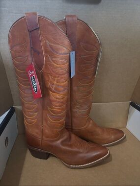 Justin Boots Brown Western Tall Leather Cowboy Boots